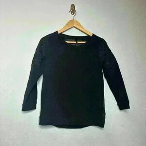 Karen Millen black lace sleeved top size 2